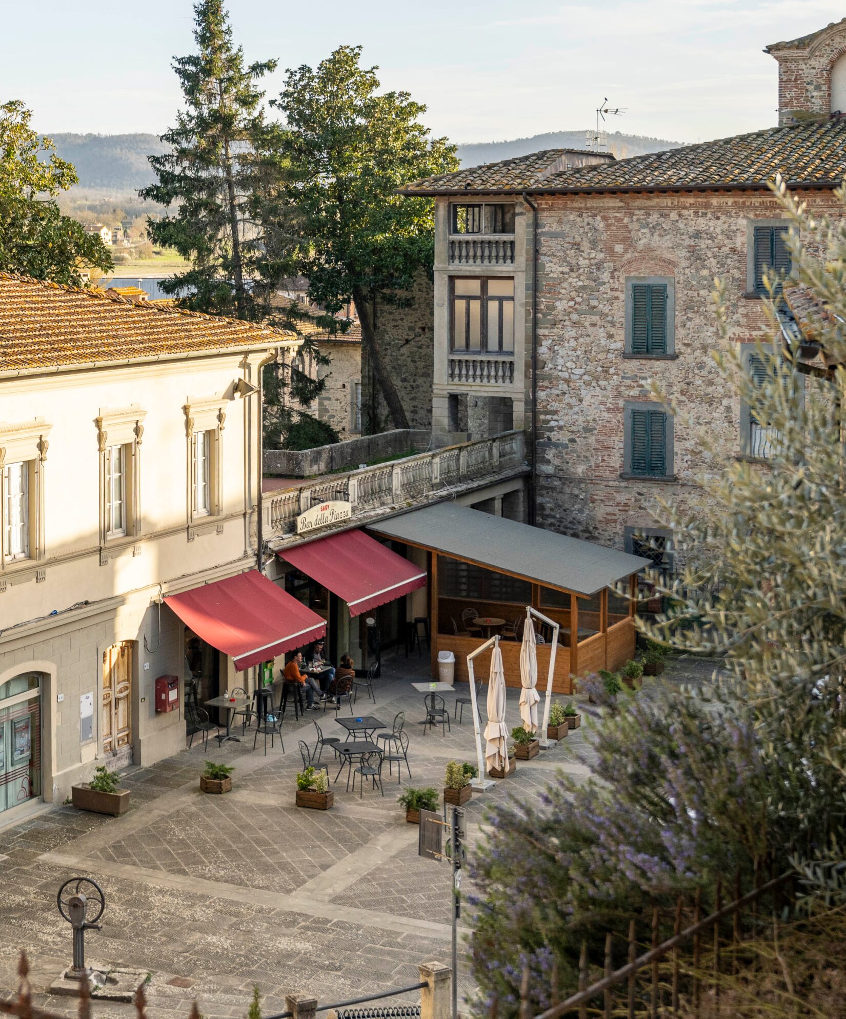 Village square of Ambra, a charming Tuscan village near Rimortini