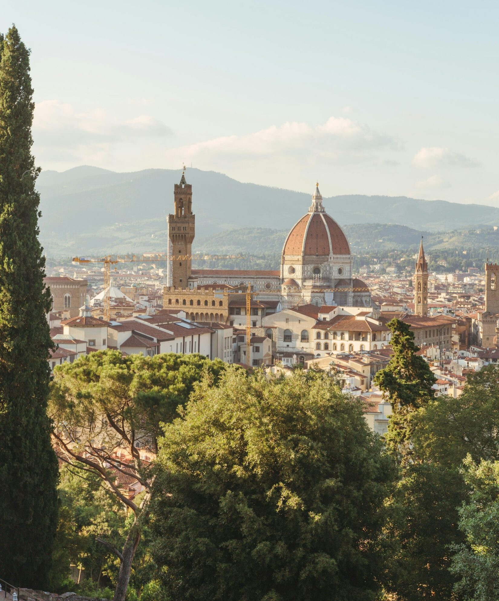 Duomo of Florence seen across the city rooftops