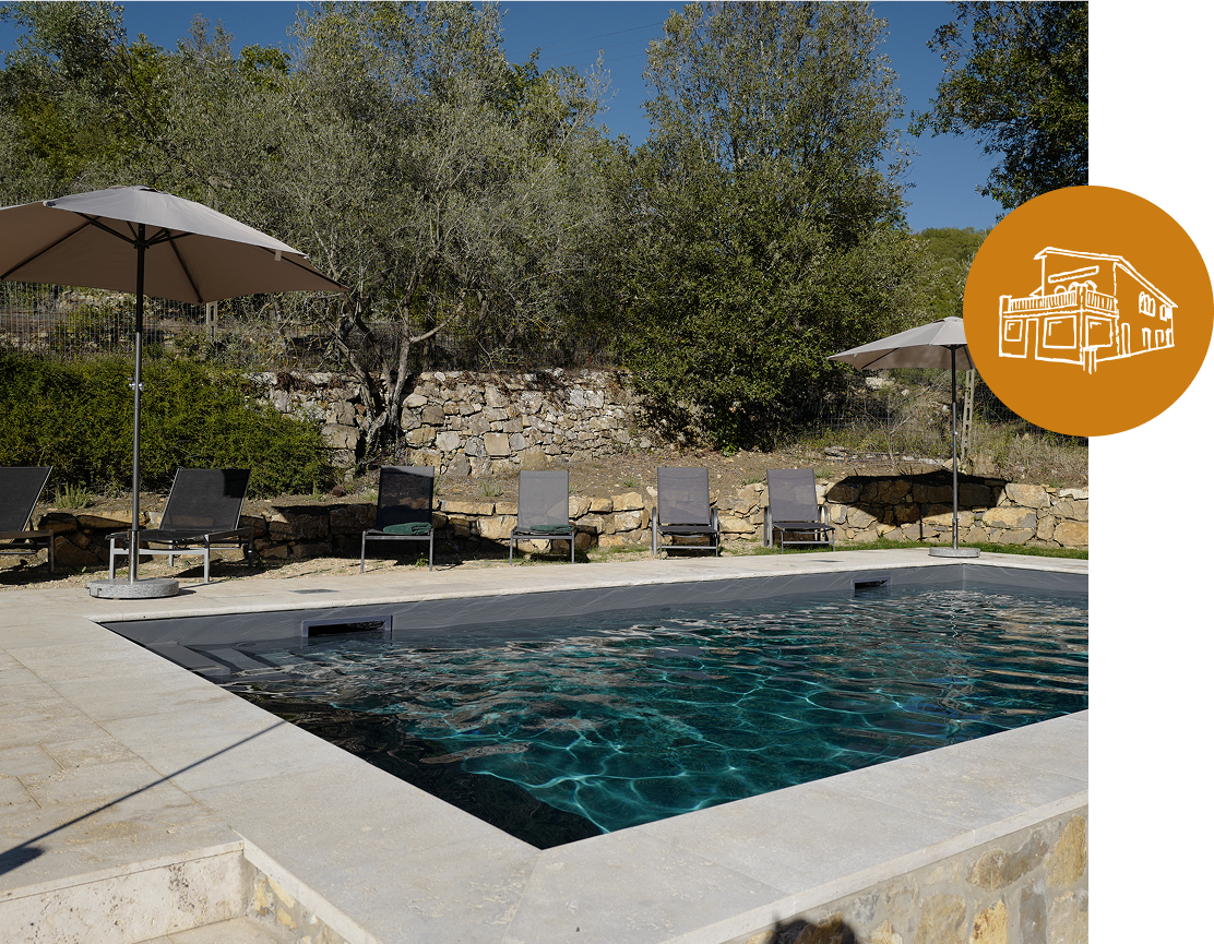 Pool at Rimortini, villas in Tuscany with olive grove views